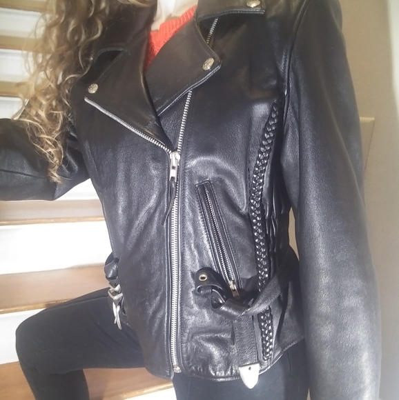 Classic vintage leather moto jacket XL EUC! - Picture 6 of 8